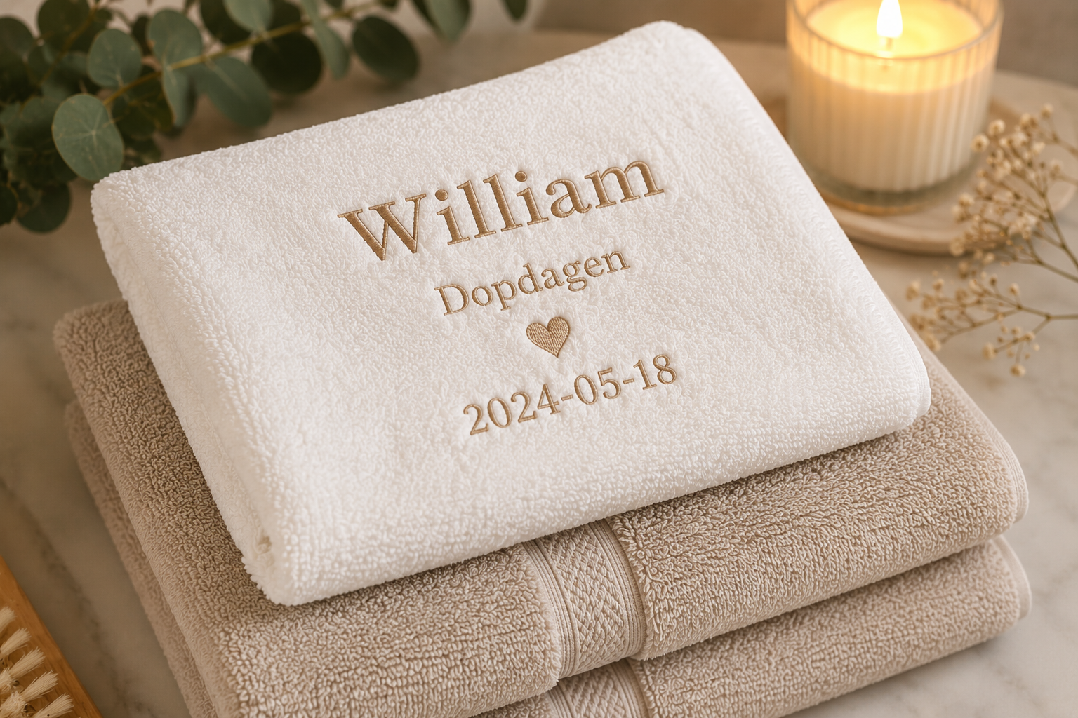 Broderad handduk från Gåveriet
